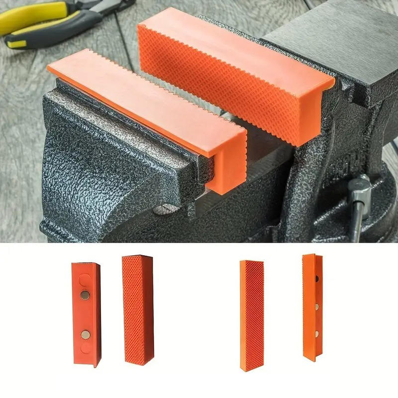2pcs Nylon Bench Vise Jaw Pads 4/6Inch Magnetic Vice Protectors with Textured Surface for Enhanced Grip For Metal Vise Soft
