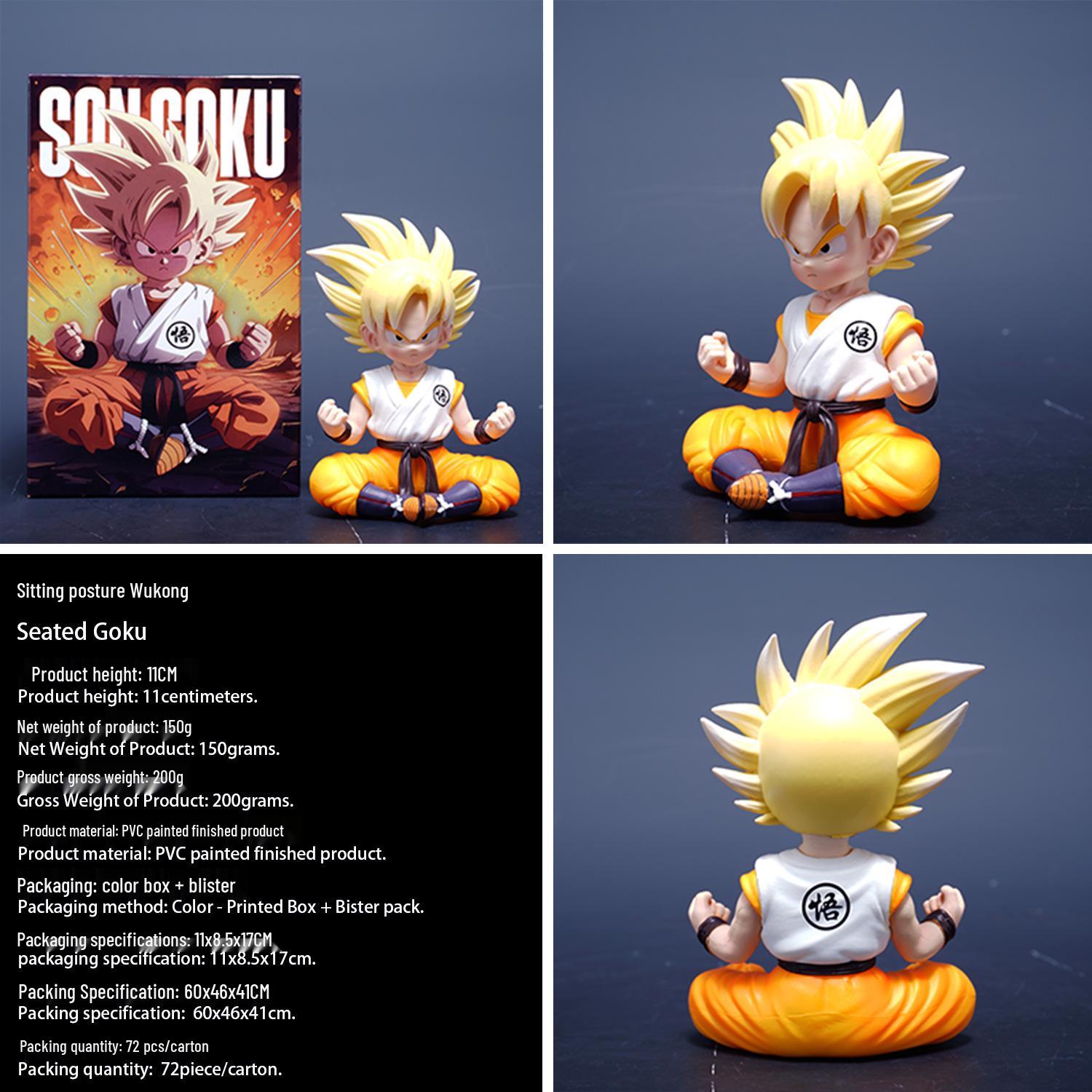 Dragon Ball Q Posket Little Goku Sitting Figure Anime Gashapon Trendy Toy Boxed Ornament Model