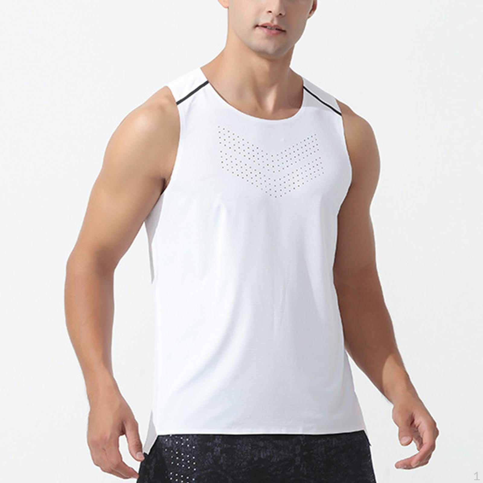 

Мужские майки-топы для тренировок, спортивные, беговые, жилеты для активного отдыха, спортивная одежда, быстросохнущие, спортивные White L