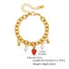 Trendy Sweet Red Cherry Strawberry Bracelet for Women, 18K Gold Plated Stainless Steel Charm Bracelet,No-fading Delicate Jewelry