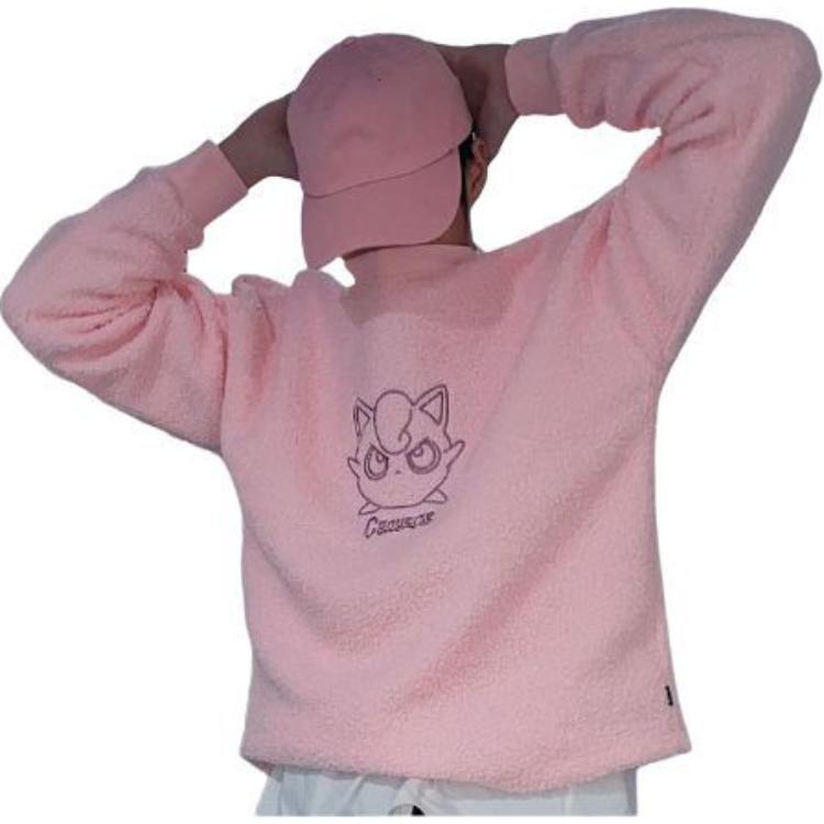 Men's Sweatshirt Converse Pokemon Jigglypuff Sherpa Crewneck Sweatshirt