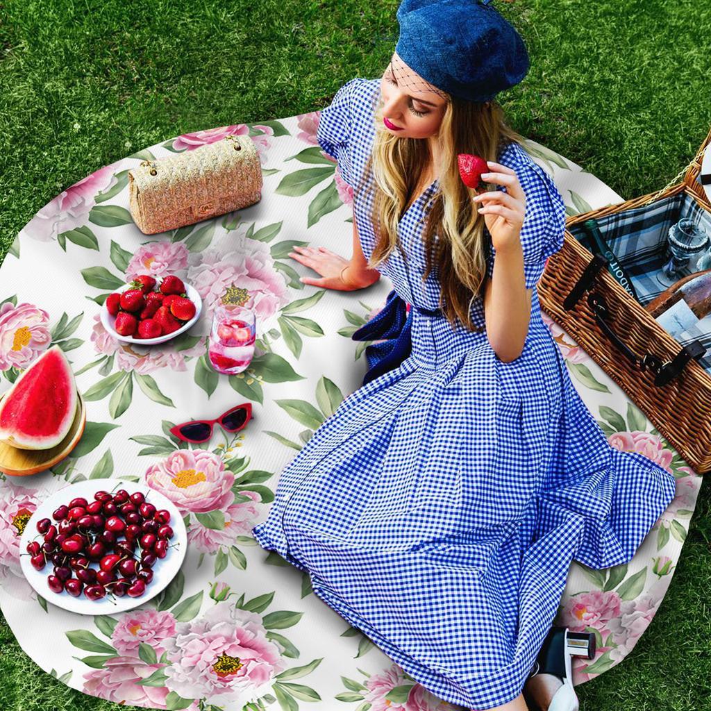 Mantel Redondo con Textura de Patrón Vintage Flor de Hibisco Decoración de Cocina Impermeable Cubierta para Mesa de Comedor/Café