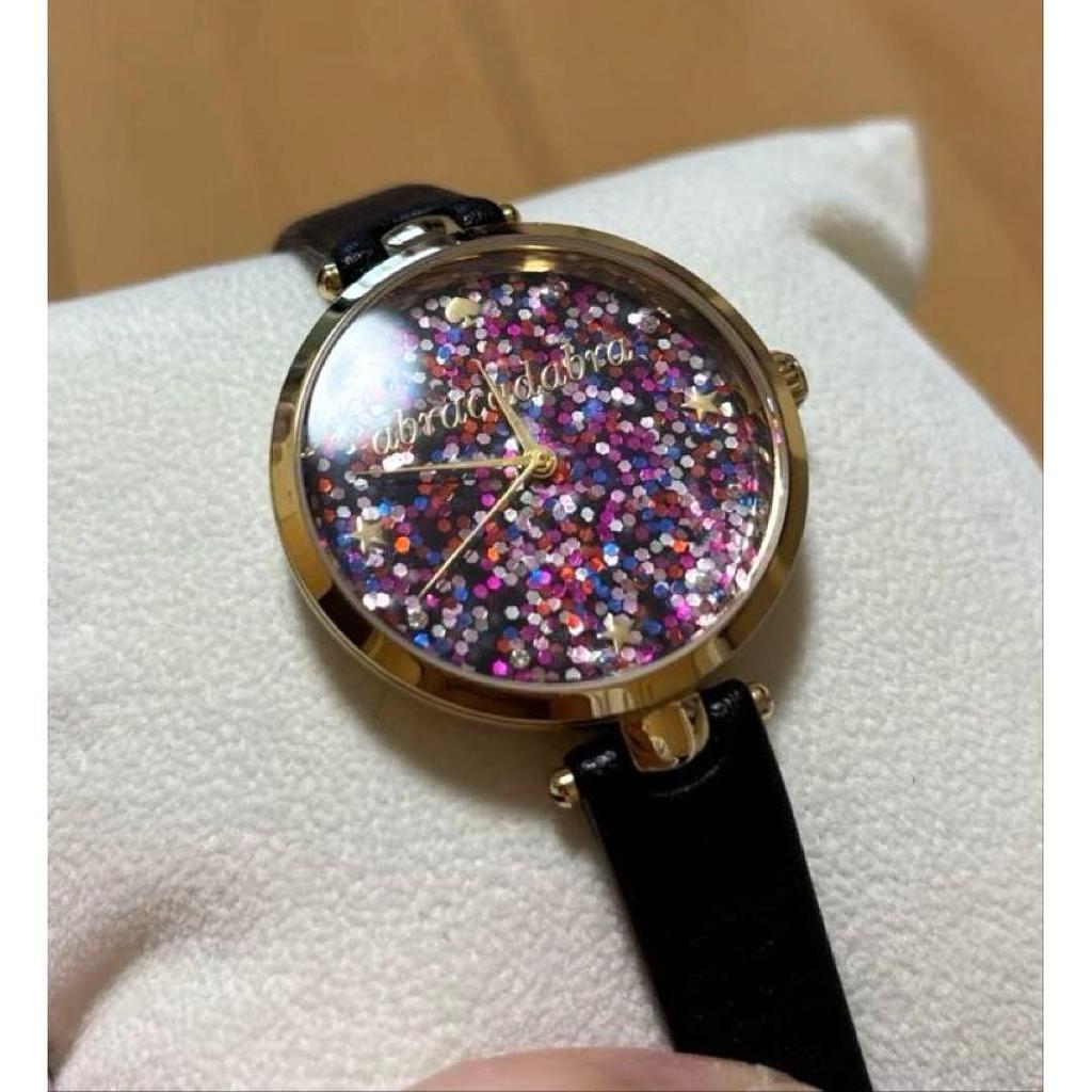 Used kate spade glitter leather belt watch sparkling black gold