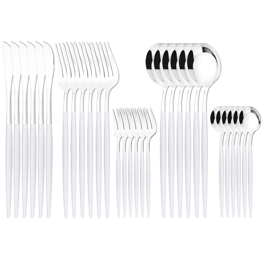 30Pcs Gold Dinnerware Cutlery Set High Quality Stainless Steel Flatware Knife Teaspoon Fork Tableware Western Kitchen Silverware