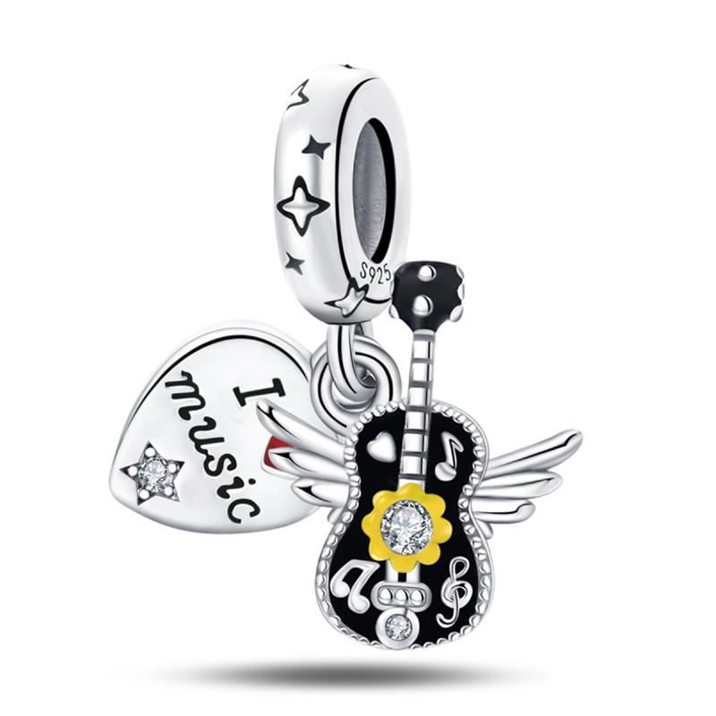 Piano Harp Violin Mike Headset Notescopper Music Series Charms Beads Fit Pan Original Bracelets Diy Fine Jewelry Gifts