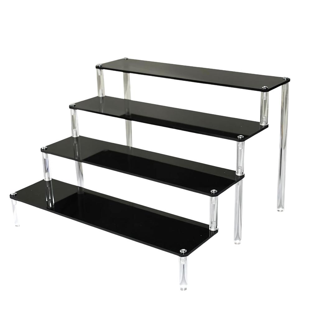 Rowaica Acrylic Display Tiered Platform for Acrylic and Displaying and Displaying Stand, Black, Tabletop, Staircase, Figures, Stands, Collections, (4