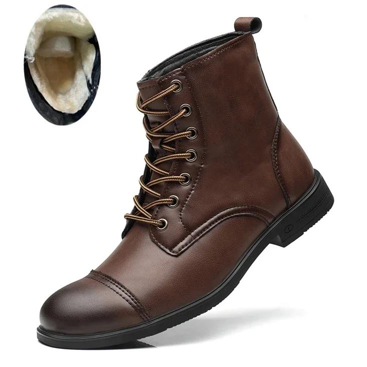 Fashion Men's Boots Plush Warm Men's Leather Boots Italian Style Men's Outdoor Boot Man Ankle Boots Shoes for Men Bota Masculina Zapatos