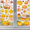Thanksgiving Window Stickers Autumn Pumpkin Maple Leaves Cartoon Window Door Stickers Background