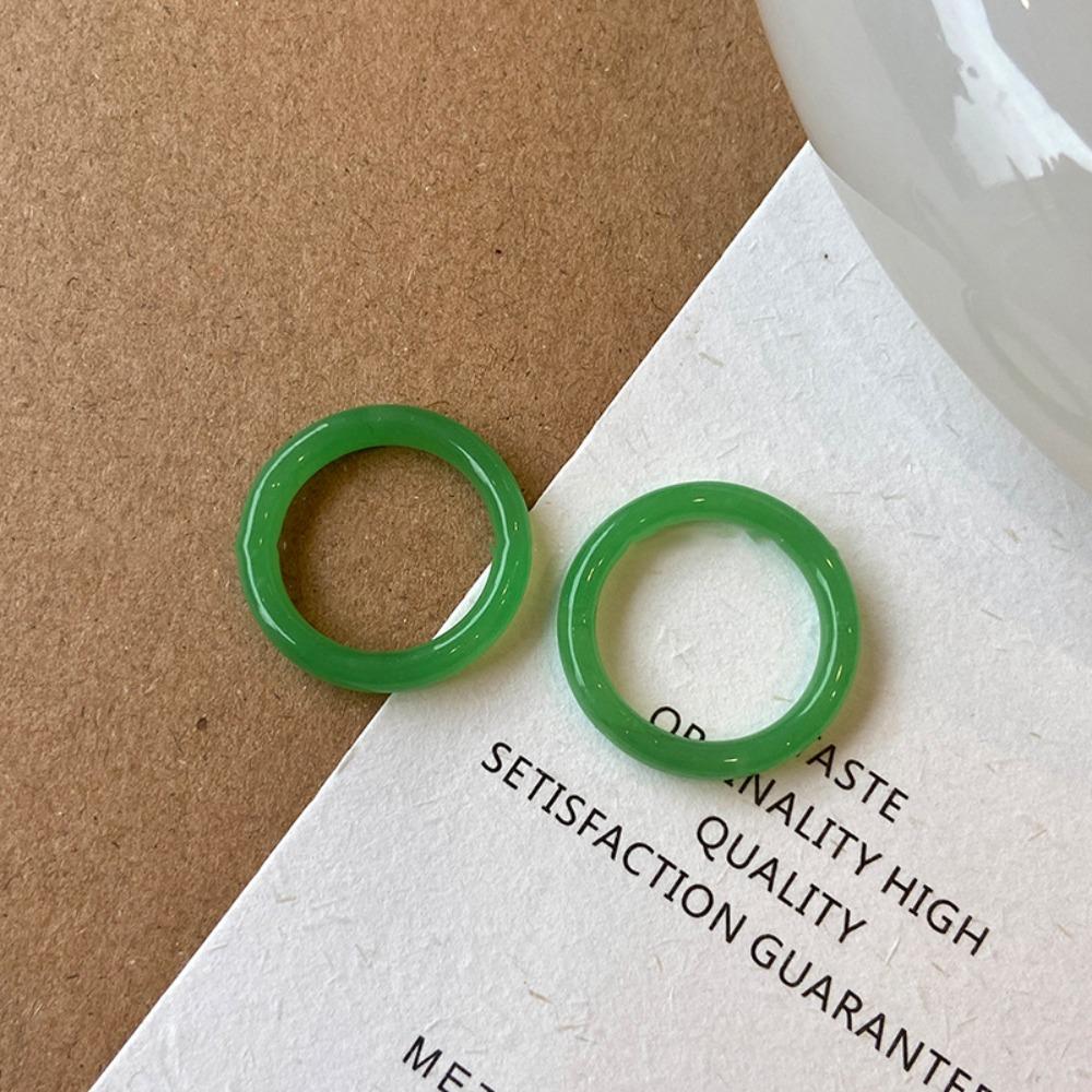 Round Acetic Acid Finger Ring Plastic Korean Style Accessories Vintage Finger Ring  Lady