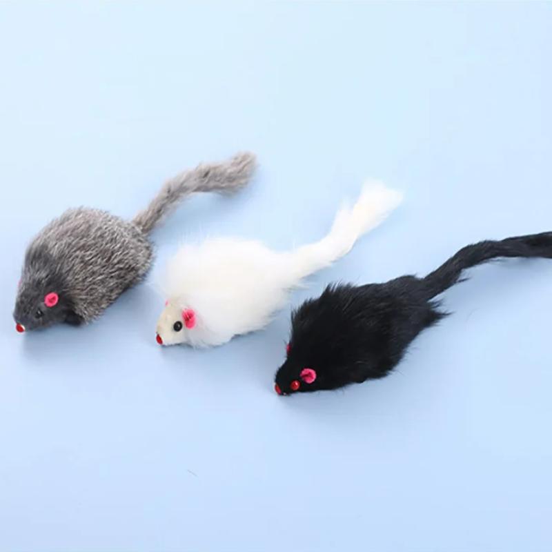 False 5pcs Toy Mouse Cat Longhaired Tail Mice With Sound Plush Soft Mouse Toys For Cats Biteresistant Kitten Playing Toys