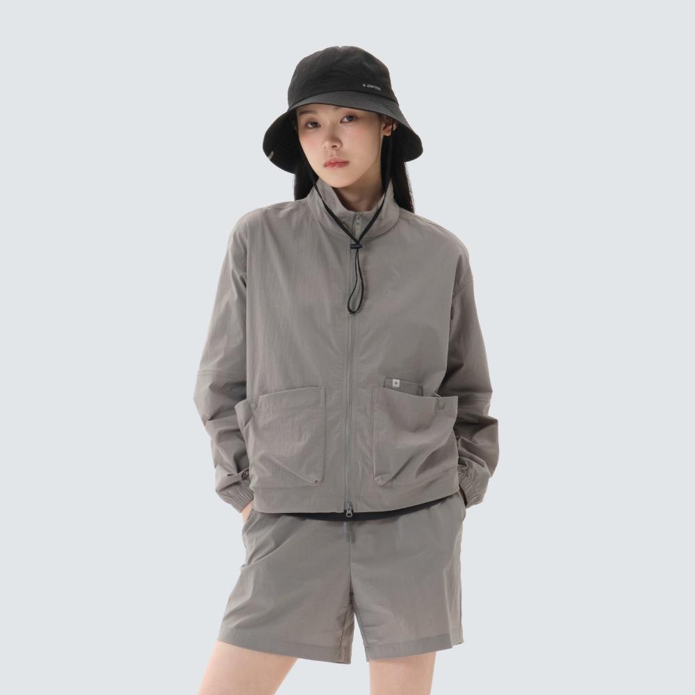[Snowpeak] Route Women s Stand Neck Windbreaker Vintage Gray (S26MWRWB65) 85(S)