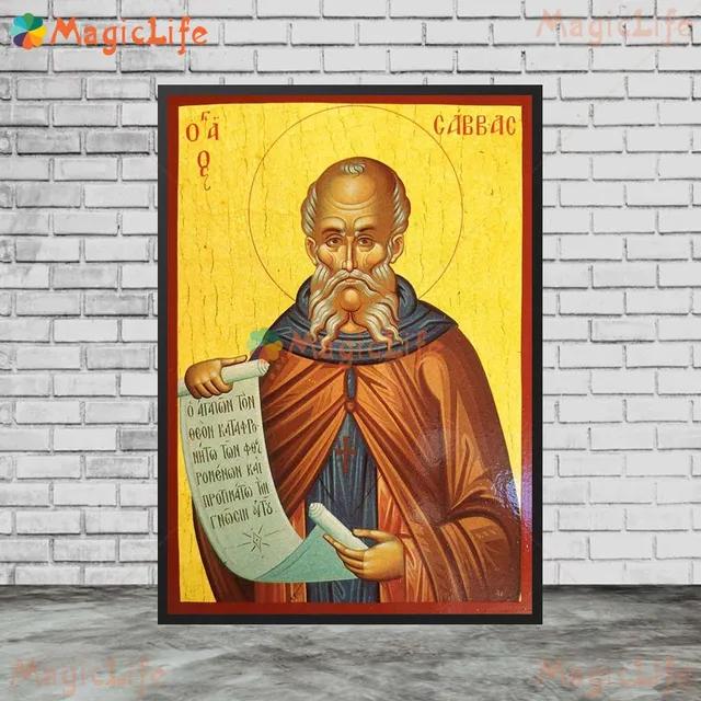 Vintage Byzantine Saint Arsenius Wall Art Canvas for Living Room Decor  Unframed Nordic Style Poster