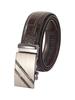 Little Island Genuine Leather Belt of for Business and Casual Wear Size Total 136cm Crocodile-Embossed Easy-to-Use (Set 2, Black/Brown) Men, (Free