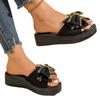 One-character Fashion Summer Bow-tie Plus-size Women's Wedge Heel Slippers