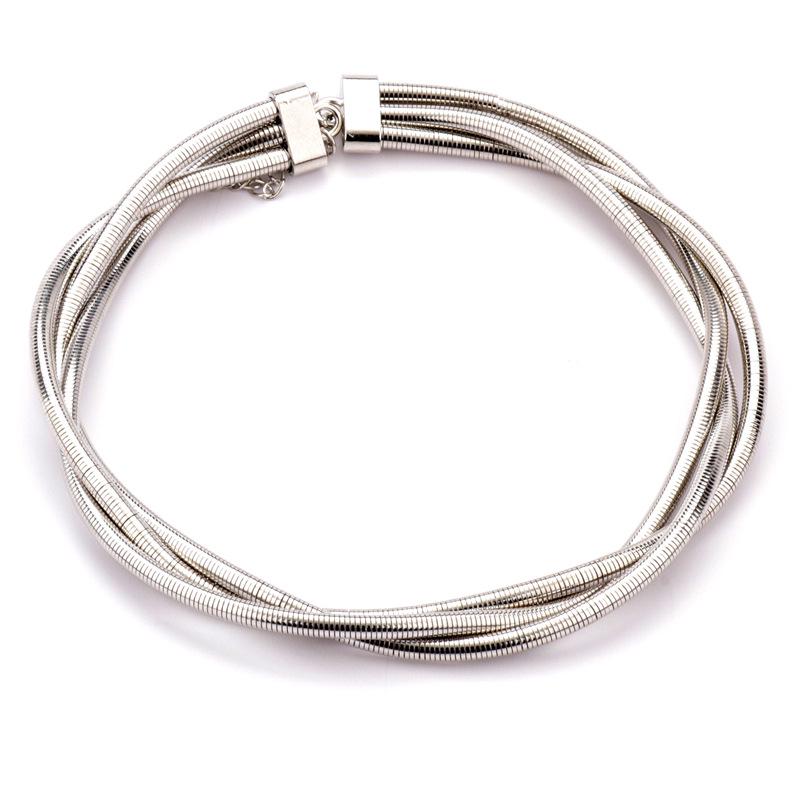 Three-Row Metal Punk Choker & Bracelet Set