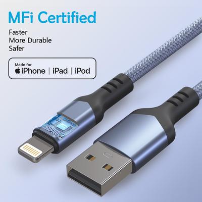 Cavo Lightning Certificato MFI da 2m per Dispositivi Apple - Cavo Dati in Nylon a Ricarica Rapida