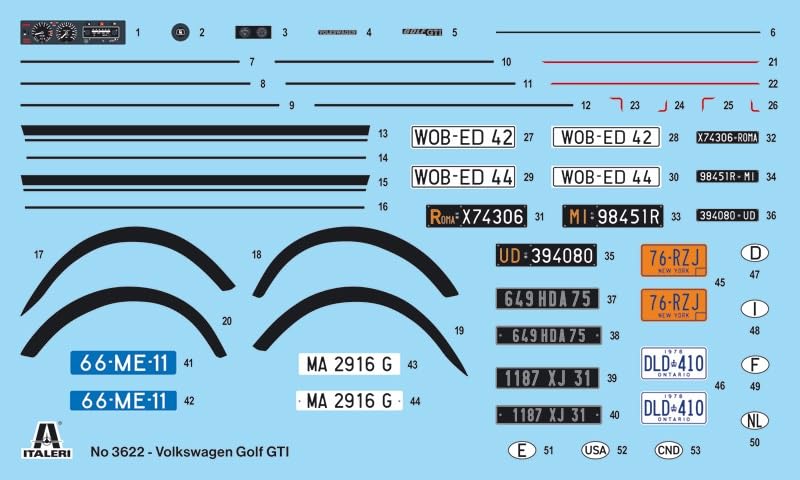 Platz Italeri 1/24 Scale VW Golf GTI 1976/78 2-in-1 Plastic Model Kit with Japanese Instructions (IT3622)