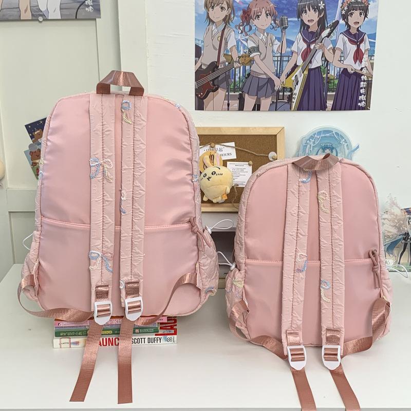 Schoolbag new Japanese ins high value fresh and sweet bow backpack junior high school students lightweight large capacity backpack