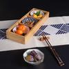 Nine-Compartment Solid Wood & Ceramic Tray for Dried Fruits, Nuts & Tea Snacks - Chinese & Japanese Style.