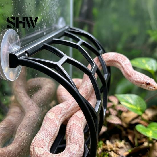 Pet Snake Stress Relief Reptile Honeycomb Climbing Shelf, Suction Cup Tunnel Hide, Rest Platform Perch for Ball Python, Lizard, Bearded Dragon, Gecko