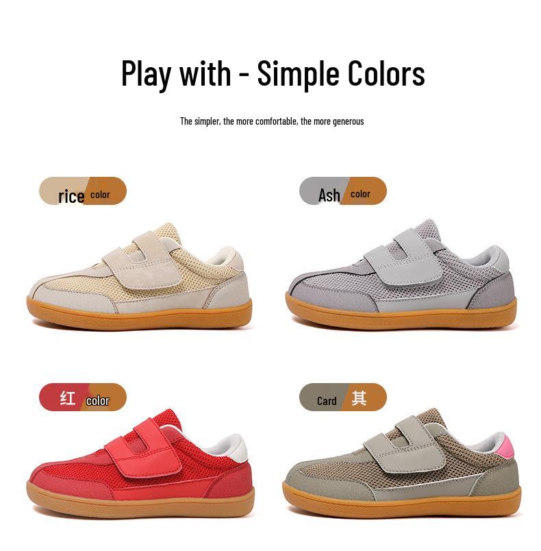 Kids' Autumn Velcro Barefoot Sneakers - Wide Toe, Breathable, Comfortable for Running & Skipping Rope