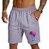 Men’s Drawstring Waist Casual Shorts with Elastic and Tree Print Lightweight Breathable Material for Everyday Wear