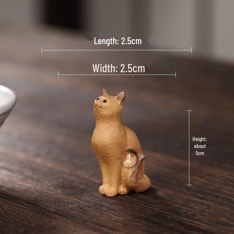 Yixing Zisha Mini Orange Cat Tea Pet – Exquisite Lucky Cat Tea Ornament
