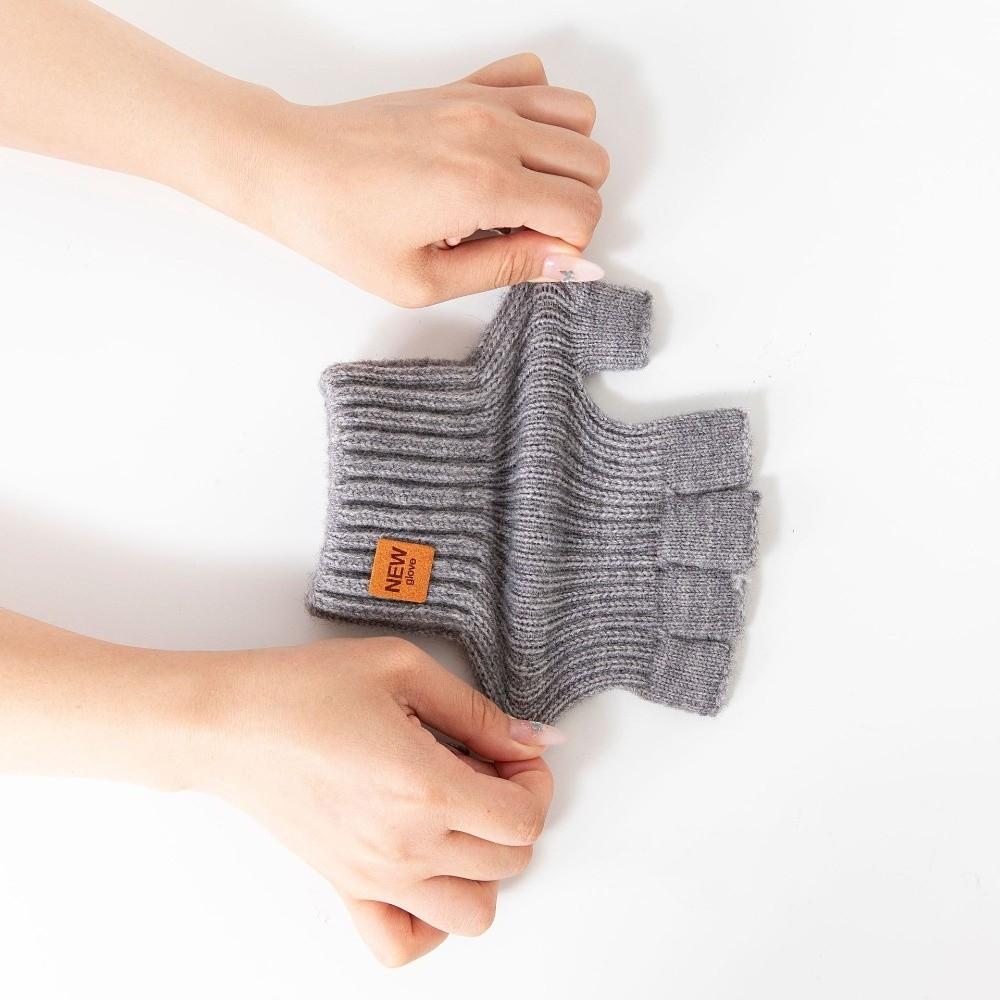 Half Finger Warm Gloves Knitted Driving Mittens New Windproof Cold Proof Gloves  Gift