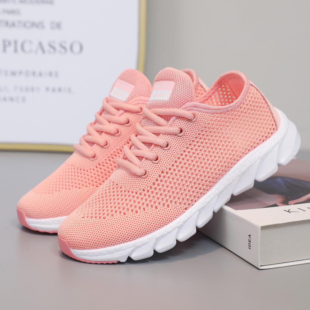 Women s Summer Fashion Mesh Breathable White Low-Top Thick Sole Height-Increasing Sneakers 42 розовый