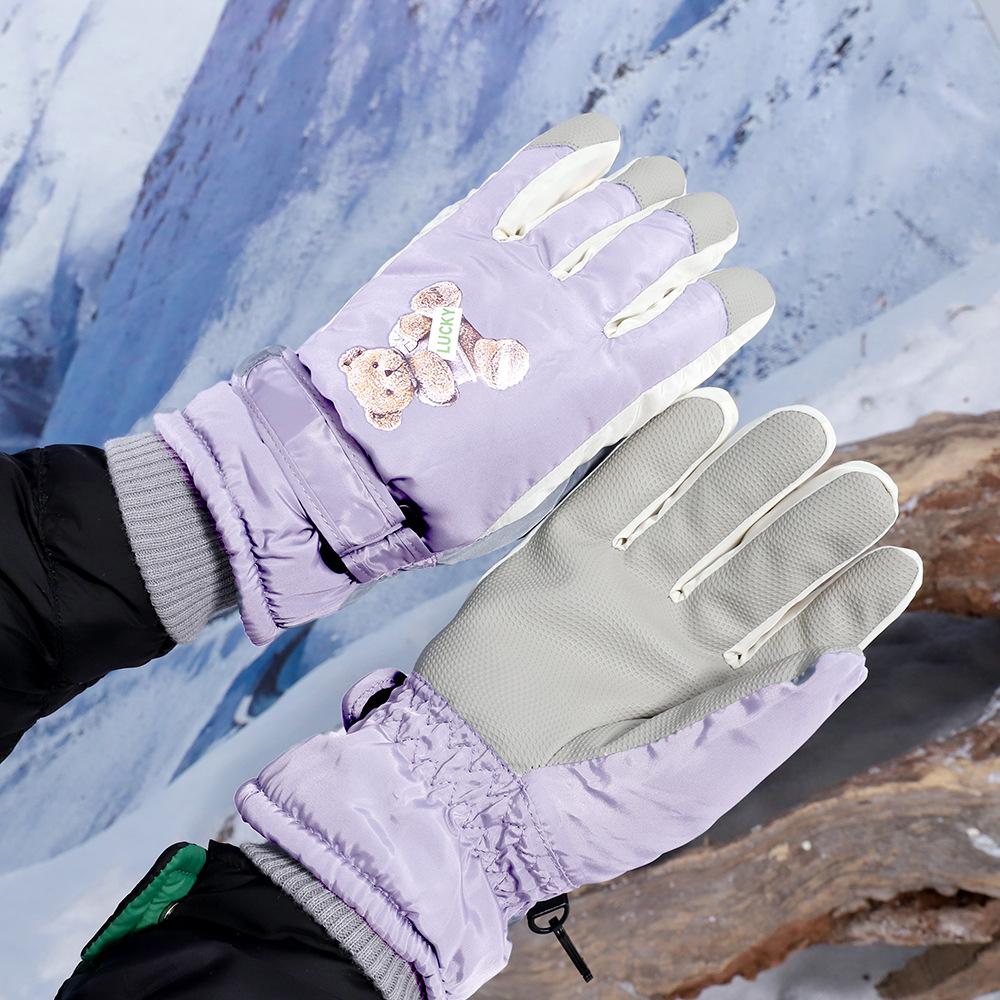 Ji Cute Children's Fun Bear Waterproof Warm Gloves Women's Outdoor Cold-proof Sleeves Men's