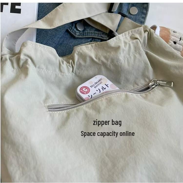 Trendy Solid Color Large-Capacity Drawstring Crossbody Shoulder Bag for Women