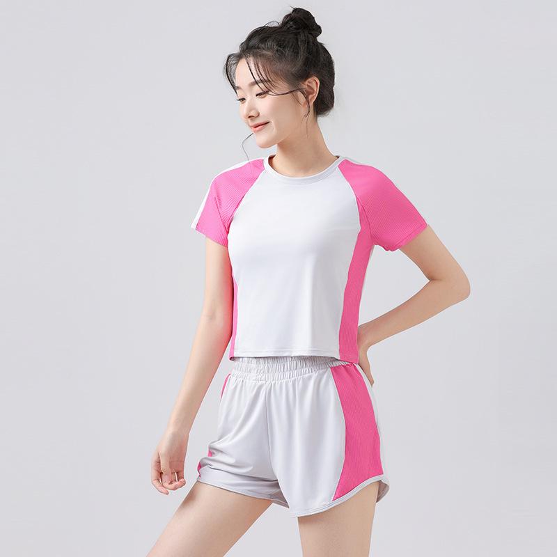 

Outdoor Morning Run Fitness Short-Sleeve Top & Summer Sports Yoga Suit Set M