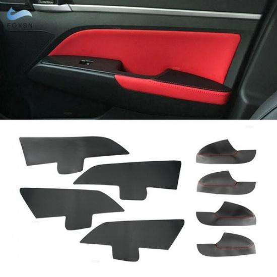 4Pcs Inner Door Panel Door Armrest Leather Cover Fit for Hyundai Elantra 16-