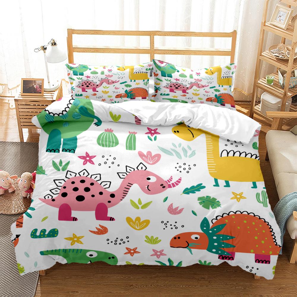 Comforter Cartoon Dinosaur Hd Print Polyester Bedding Setsteens Boy Girl Or Adults For Beds King Size Bedding Set