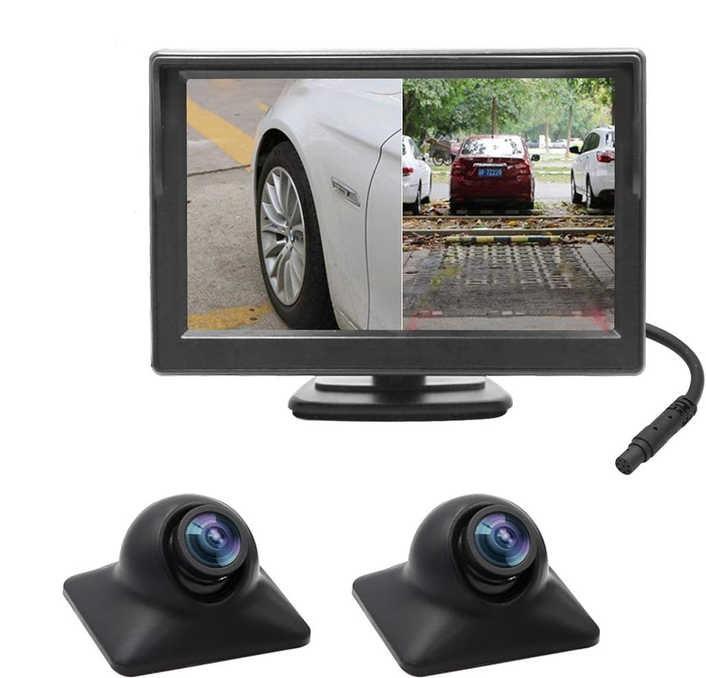 OBEST Monitor Backup Camera Set with and Right Blind Spot Image Super Strong Night Cigarette Lighter Power Easy 12V Universal 5-inch Side, Left,