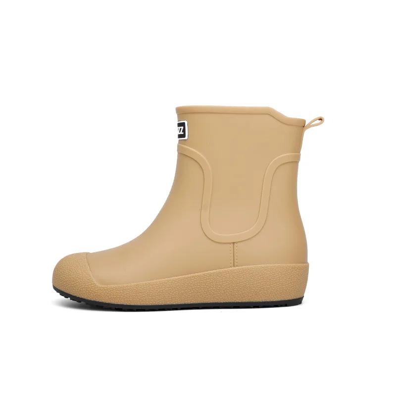 Slip-on Rain Shoes Men Rubber Boots Waterproof Platform Booties 2024 Fashion Outdoor Non-slip Rain Boots Man Working Galoshes