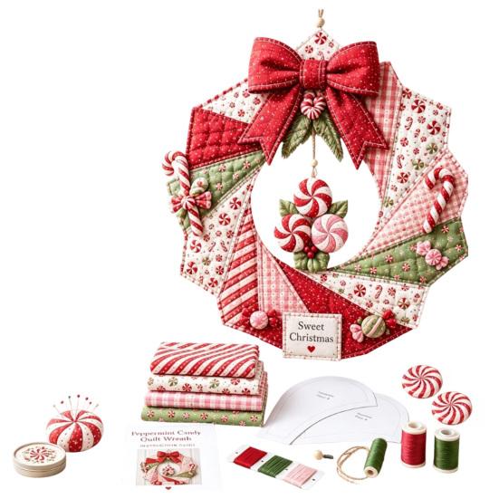 Einzigartiges Weihnachtsgeschenk für Lehrer, Weihnachts-Stoffkranz DIY-Set, Patchwork Anfängerfreundlich, Handgefertigte Bastelgirlande, Materialdekoration