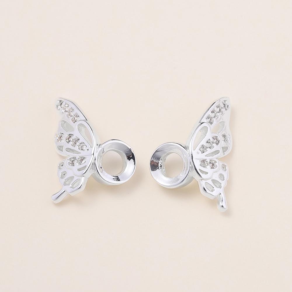 1Pcs 14/18K Gold Color Plated Butterfly Wings Spacer Beads with Zircon for DIY Bracelet Necklace Jewelry Making Accessories