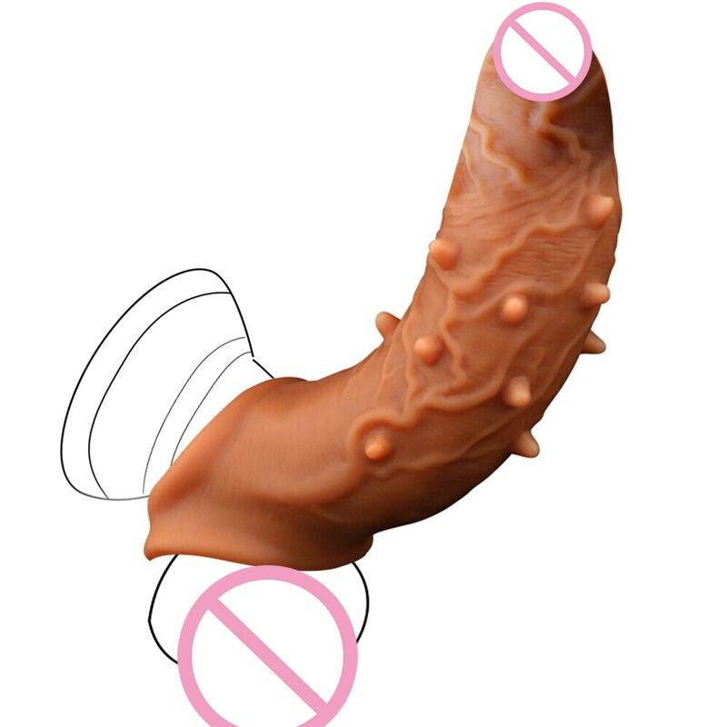 Silicone Condoms Reusable Penis Enlargement Extender Sleeve Sex Toys For Men Adult Product