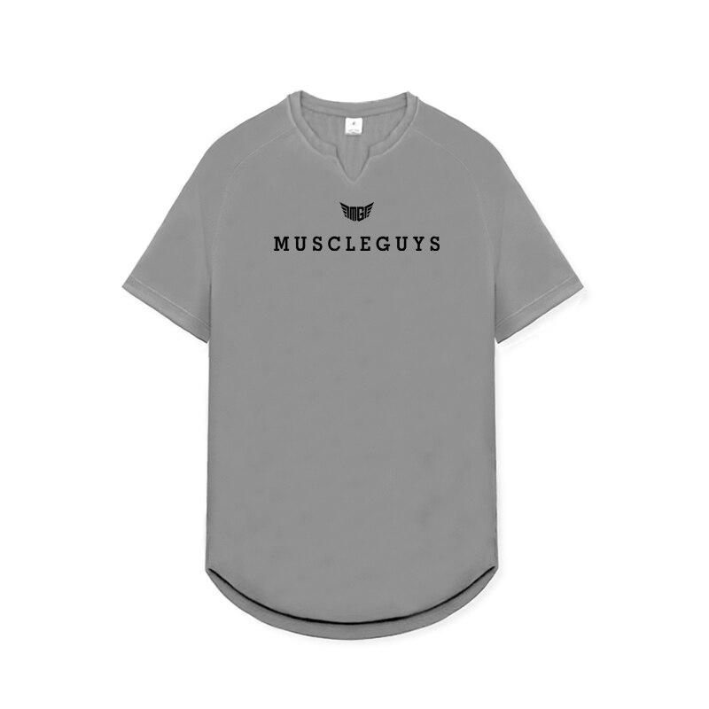 Muscleguys New Arrivals Spring and Summer V-neck Fitness Clothes Slim Fashion Short Sleeves Easy Matching