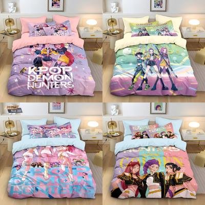 2026 KPOP Bedding Set Demon Hunters Duvet Cover Set Soft Single Twin Size Home Decor Christmas Gift For Girls Women Home Decor