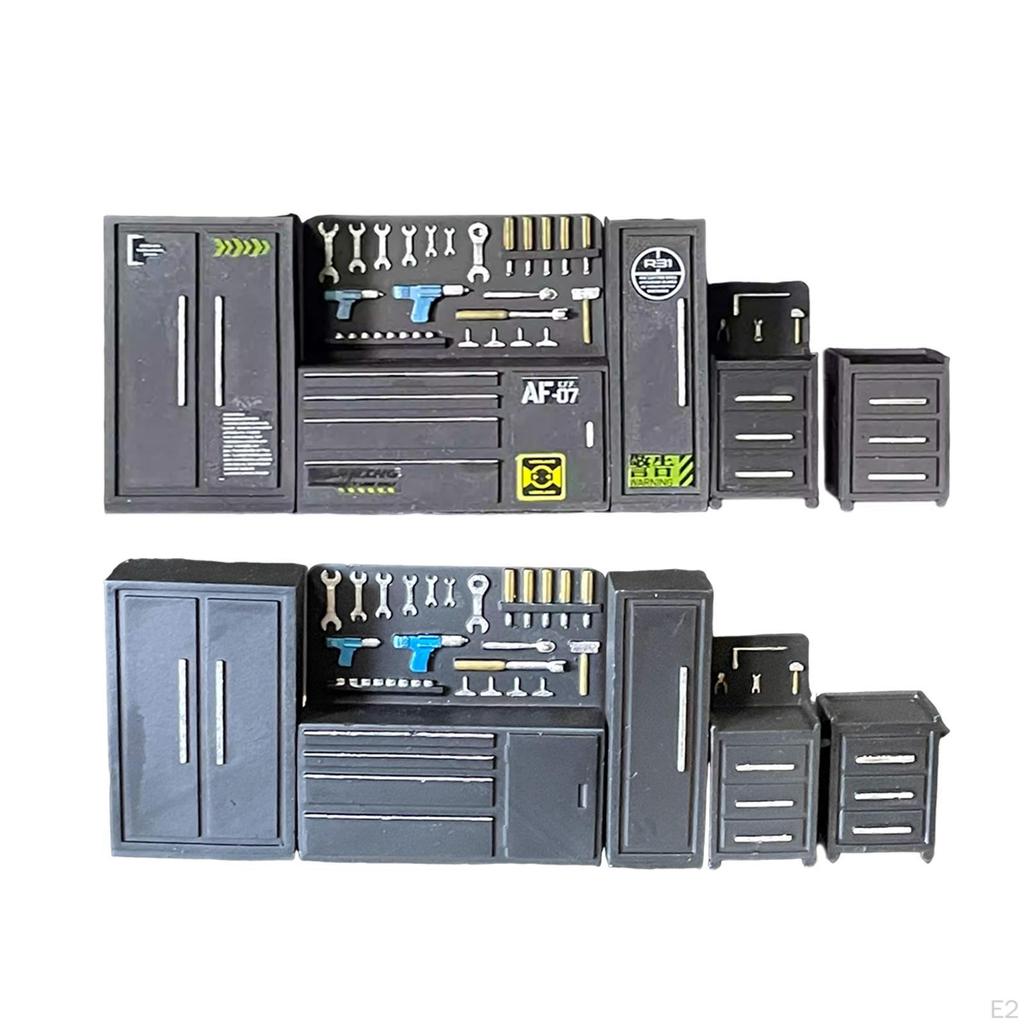 1/64 Garasjeverkstedsett Bilreparasjonsverktøy Solid DIY Mikroscene Dekor Kreativ Diorama