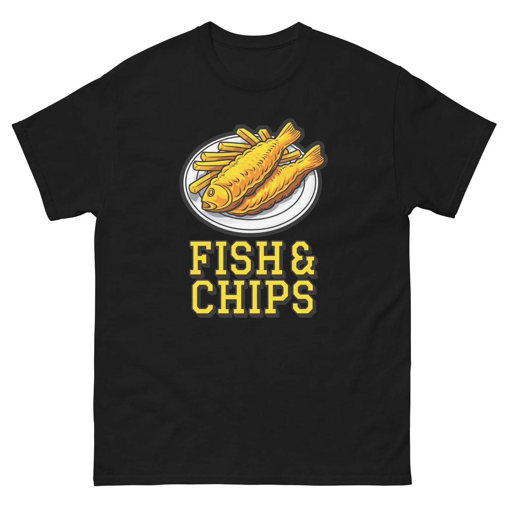 Fish and Chips Lover Food Image Cartoon Funny T-Shirt Shirt