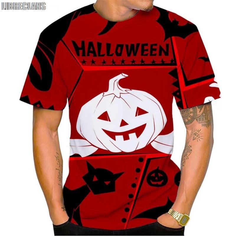 Men's Halloween Pumpkin Head Personalized 3D Printed Pattern T-shirt Casual And Comfortable Loose Round Neck Short Sleeve Tops