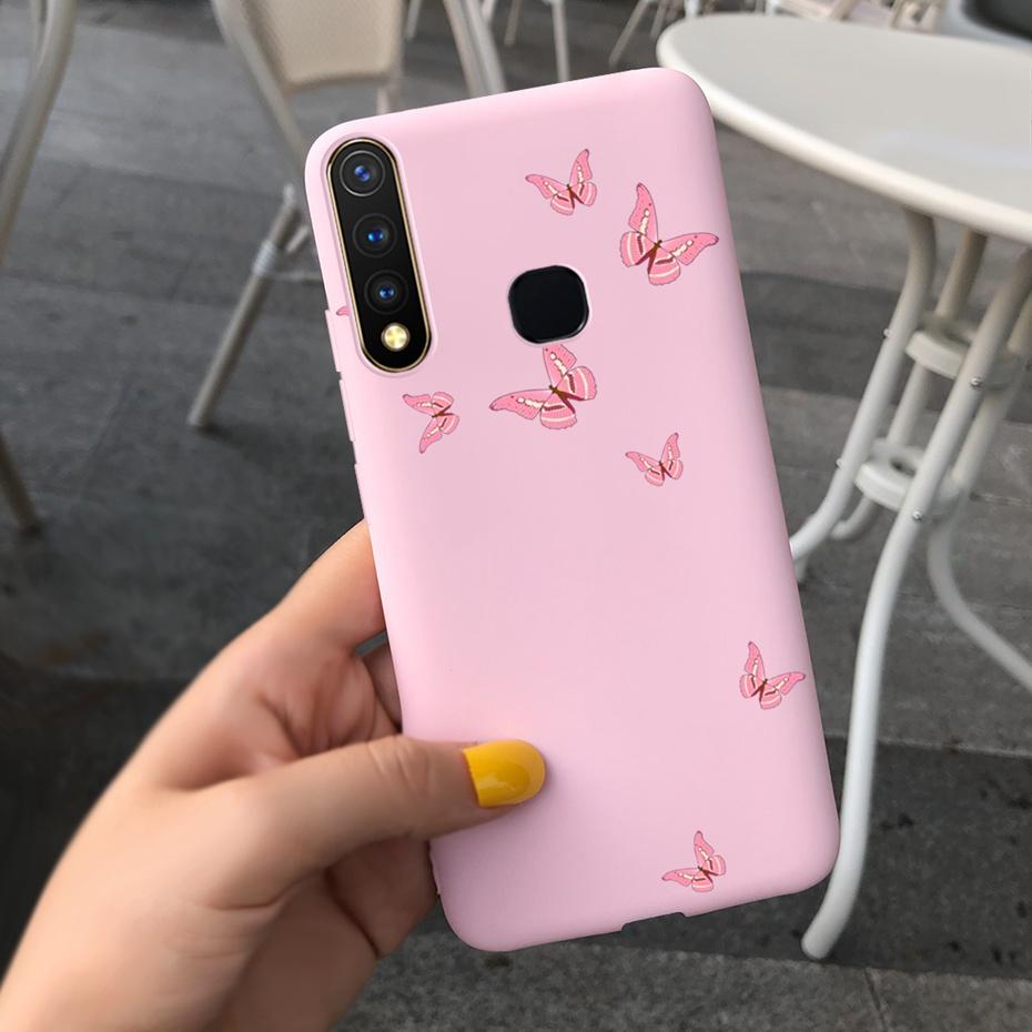 For Vivo Y19 2019 Case Cute Beautifly Flower Butterlfy Phone Cover For Vivo Y19 Y 19 1915 Black Silicone Soft TPU Case Bumper