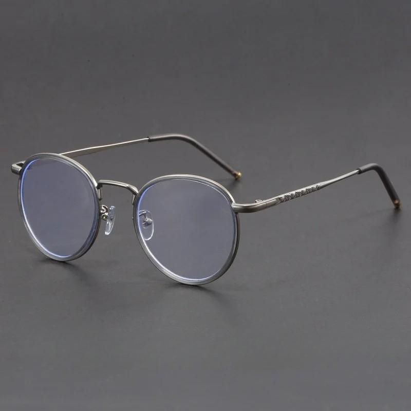 Retro Blue Light Blocking Glasses Men and Women Luxury Designer Ptical Eyeglasses High Quality Round Frame Eyewear for Male