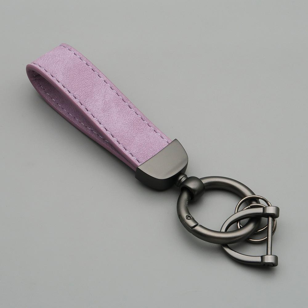 Custom LOGO Suede Leather Keychain Vintage Laser Engrave Car Key Ring Holder for Men and Women Personalized Key Chains Ring
