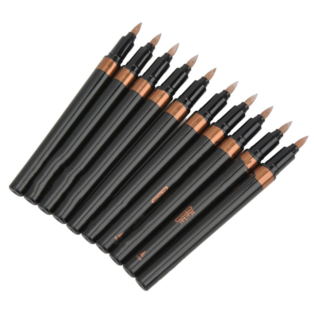 10Pcs Metallic Marker Pens Smoother Writing Quick Drying Excellent Ink Paint Pens for Graffiti Painting Coloring Notes