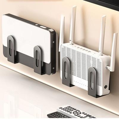 Držák prodlužovacího kabelu routeru na zeď Bez vrtání Uhlíková ocel Stojan na umístění WiFi Úspora místa Multifunkční Nástěnný podpěrný držák