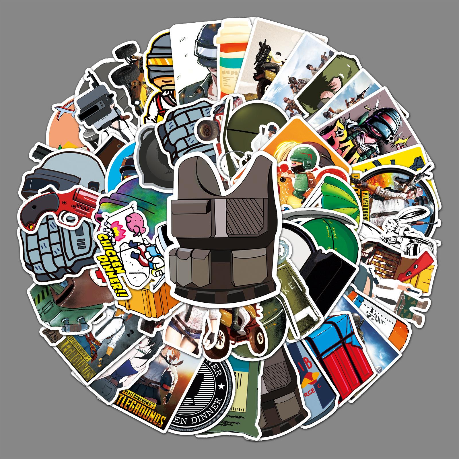 Car Beautiful Stickers 50 Games Pubg Cartoon Doodle Creative Suitcase Scooter Waterproof Chicken Refrigerator Car Stickers